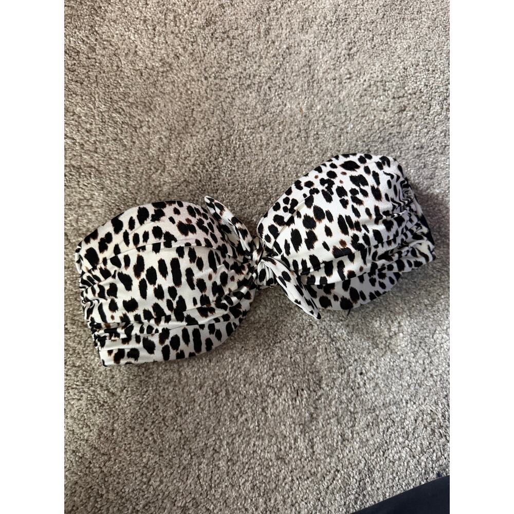 34C VS Push-up Padded Leopard Print Strapless Bikini Top